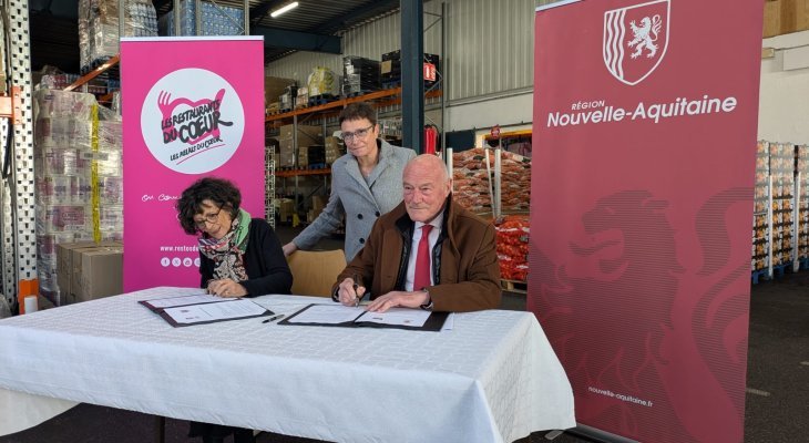 La Région Nouvelle-Aquitaine et les Restos du Coeur ont signé une convention unique en France