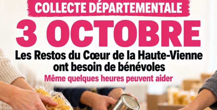 Le 3 octobre, les Restos du Coeur se mobilisent dans toute la Haute-Vienne