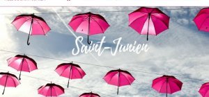 Une pluie de parapluies roses